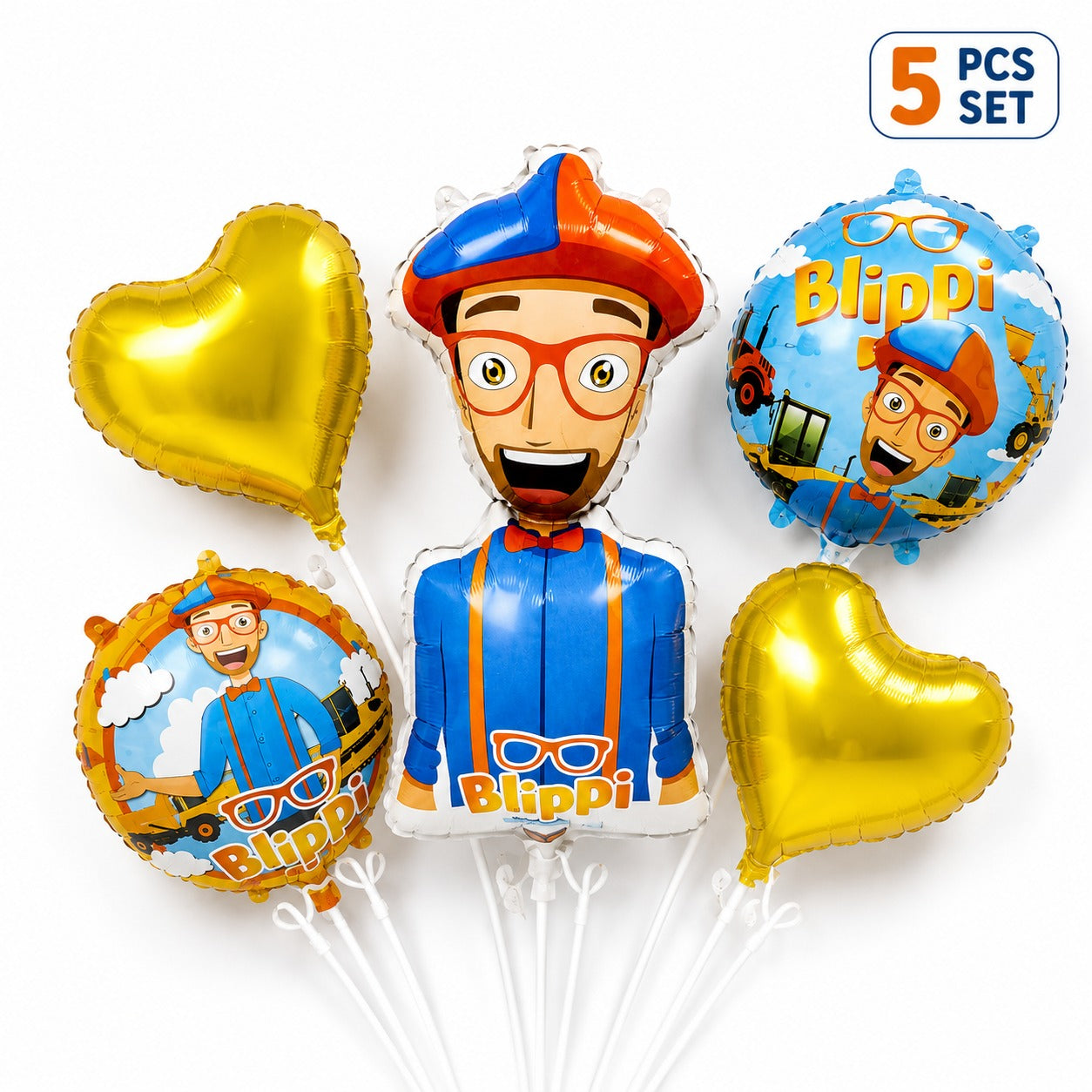 5Pc Set Blippi Foil Balloons