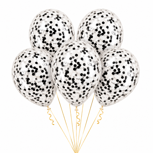 12 Inch Latex Balloon with Multi Confetti - Pack of 5 (Transparent)