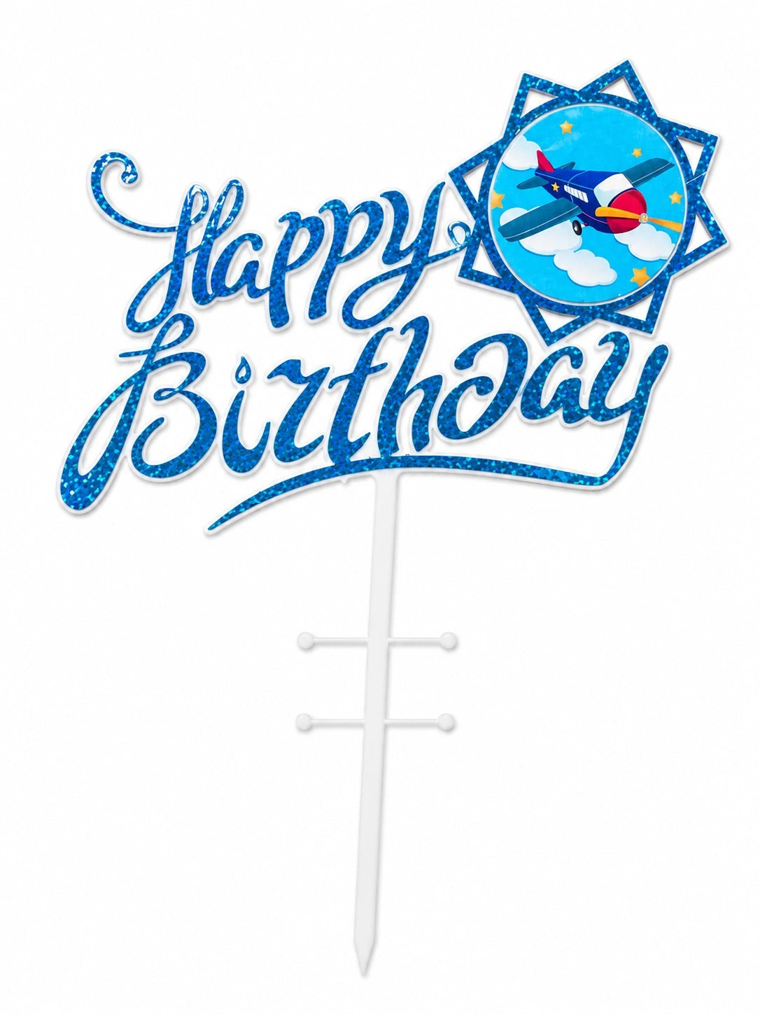 Happy Birthday Acrylic Cake Topper (Aeroplane)