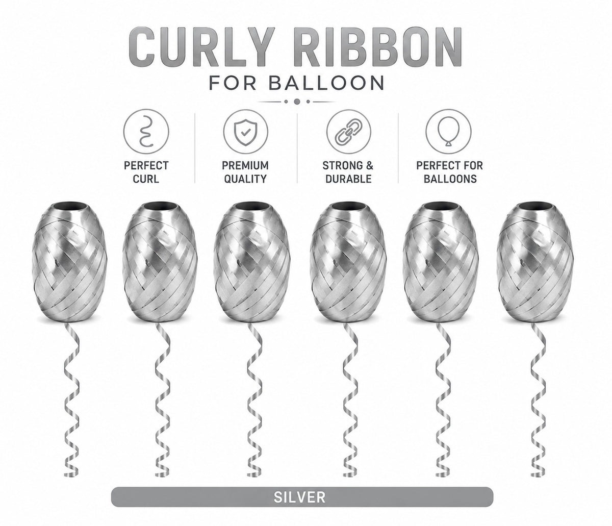 Curly Ribbon for Balloons - Pack of 6