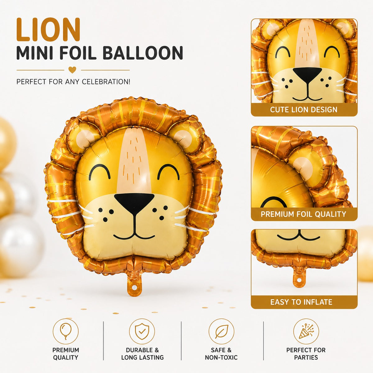 25 Inch Jungle Theme Animal Head Foil Balloon