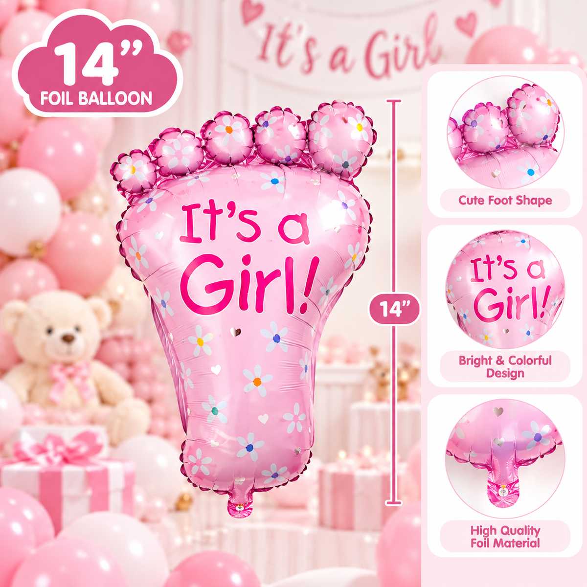 It’s a Girl Leg Foil Balloon 14 Inch - 1pc