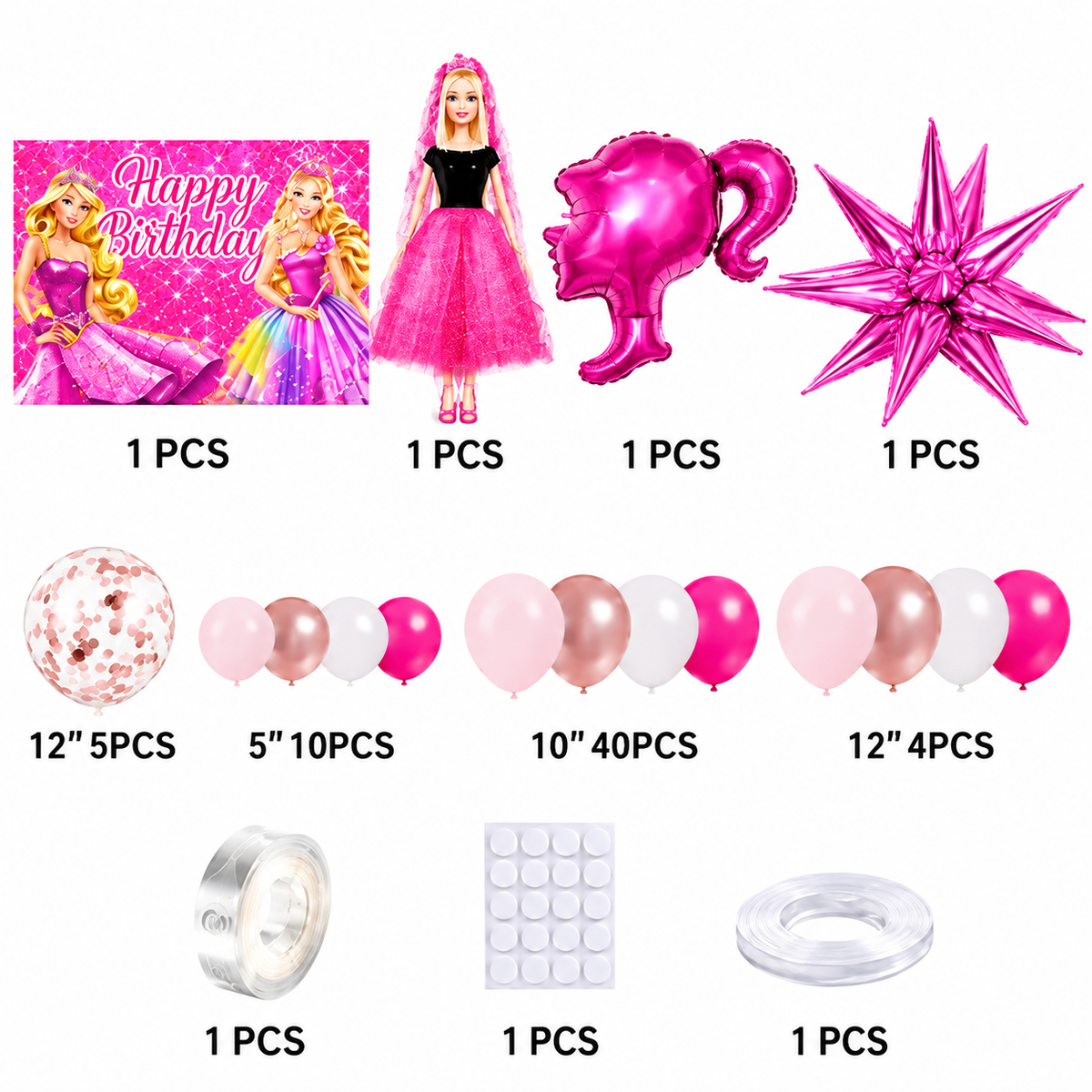 Barbie Balloon Set - 66 pcs
