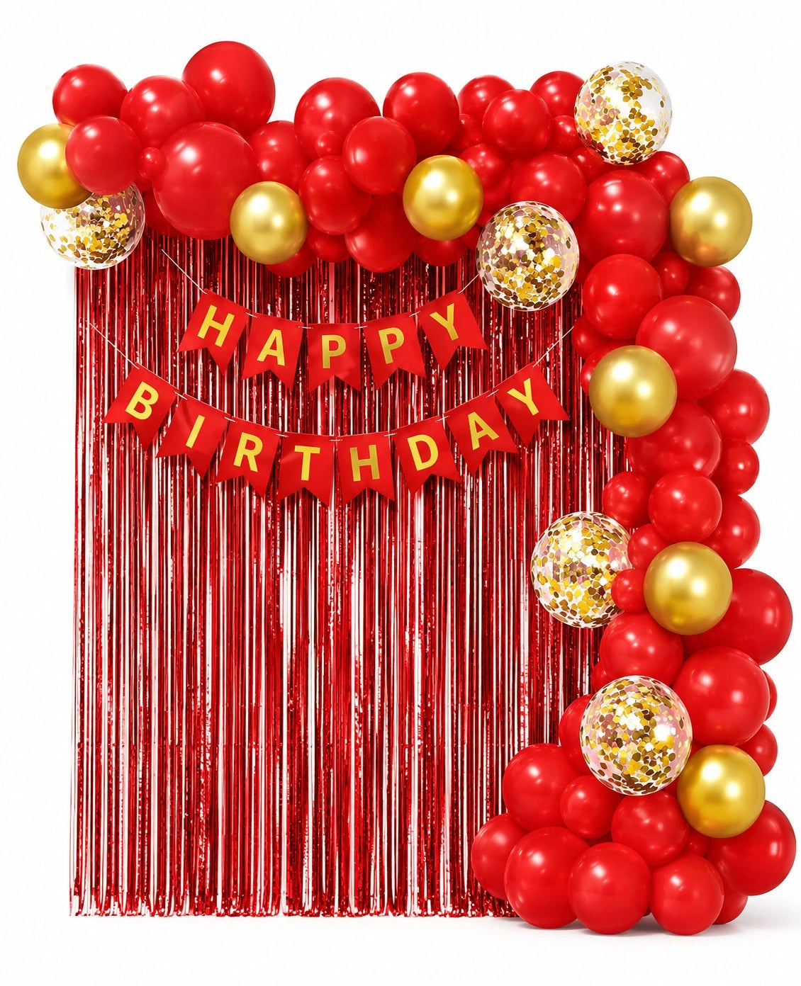 70 Pc Happy Birthday Red & Gold Theme Kit