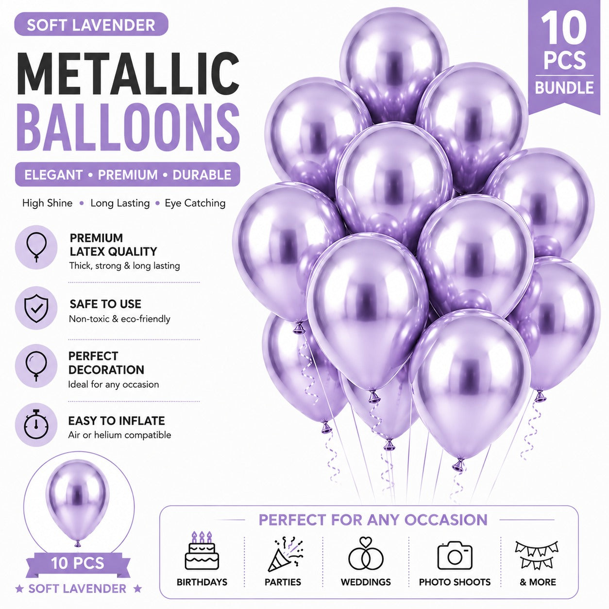 Metallic Chrome Balloon - Pack of 10