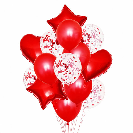 Confetti Balloons Set 14 pcs | Star Balloons Latex Balloons Heart Foil Balloons