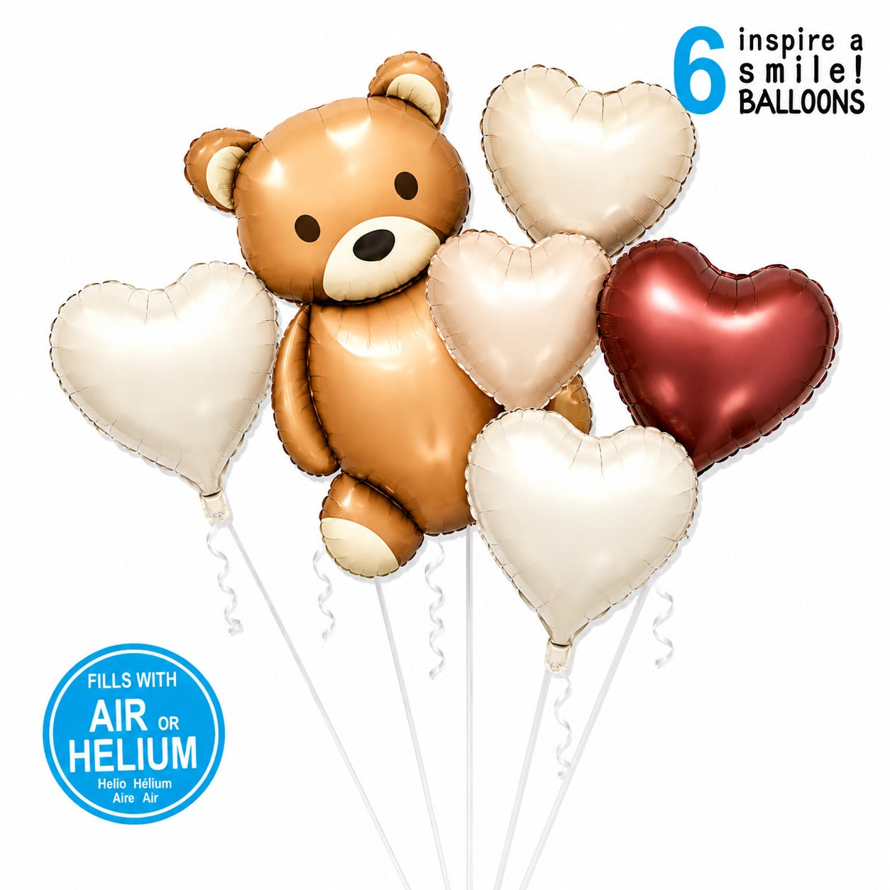 Teddy Bear 6 Pcs Character Foil Balloon