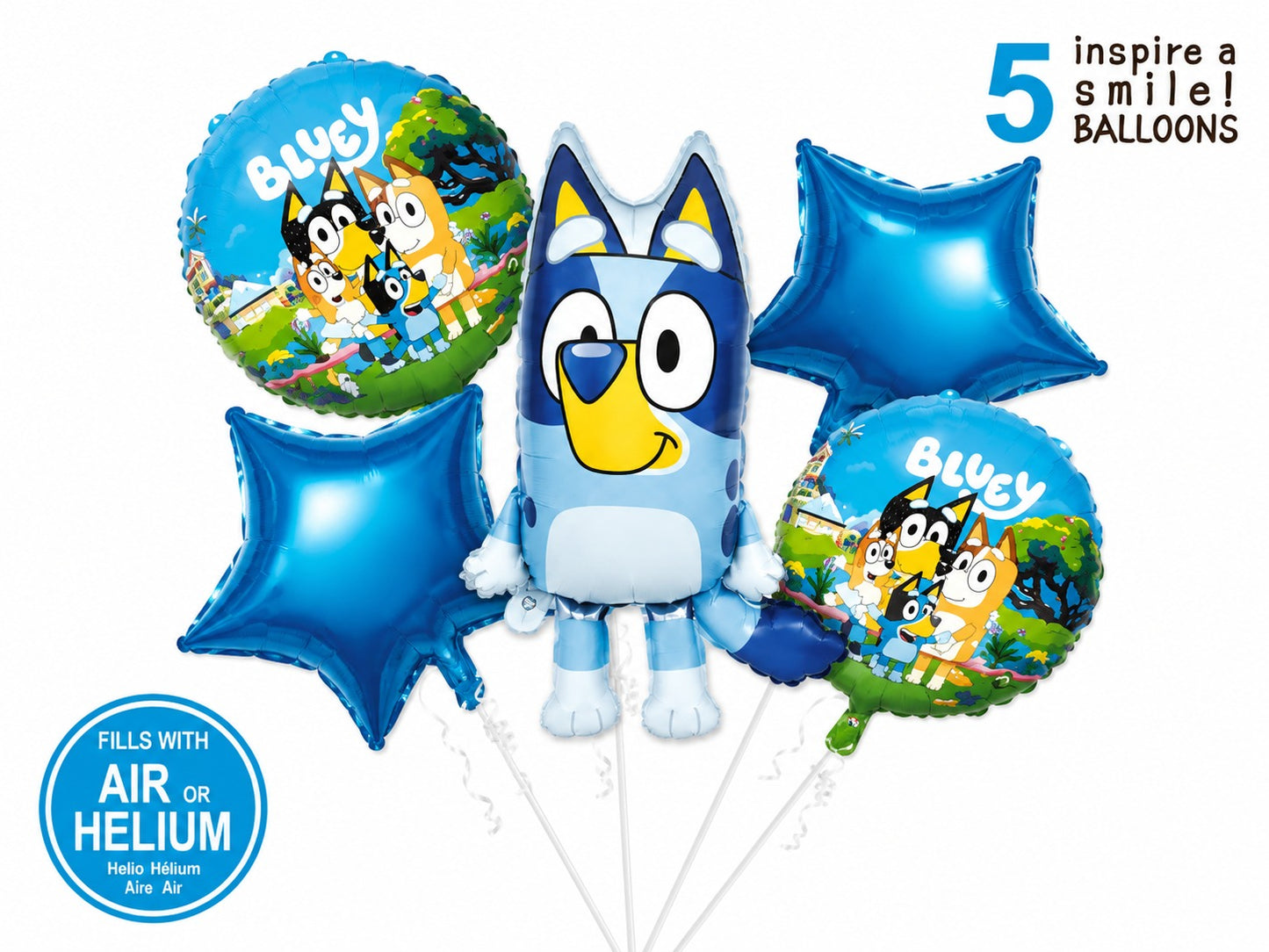 Bluey 5 Pcs Character Foil Balloon