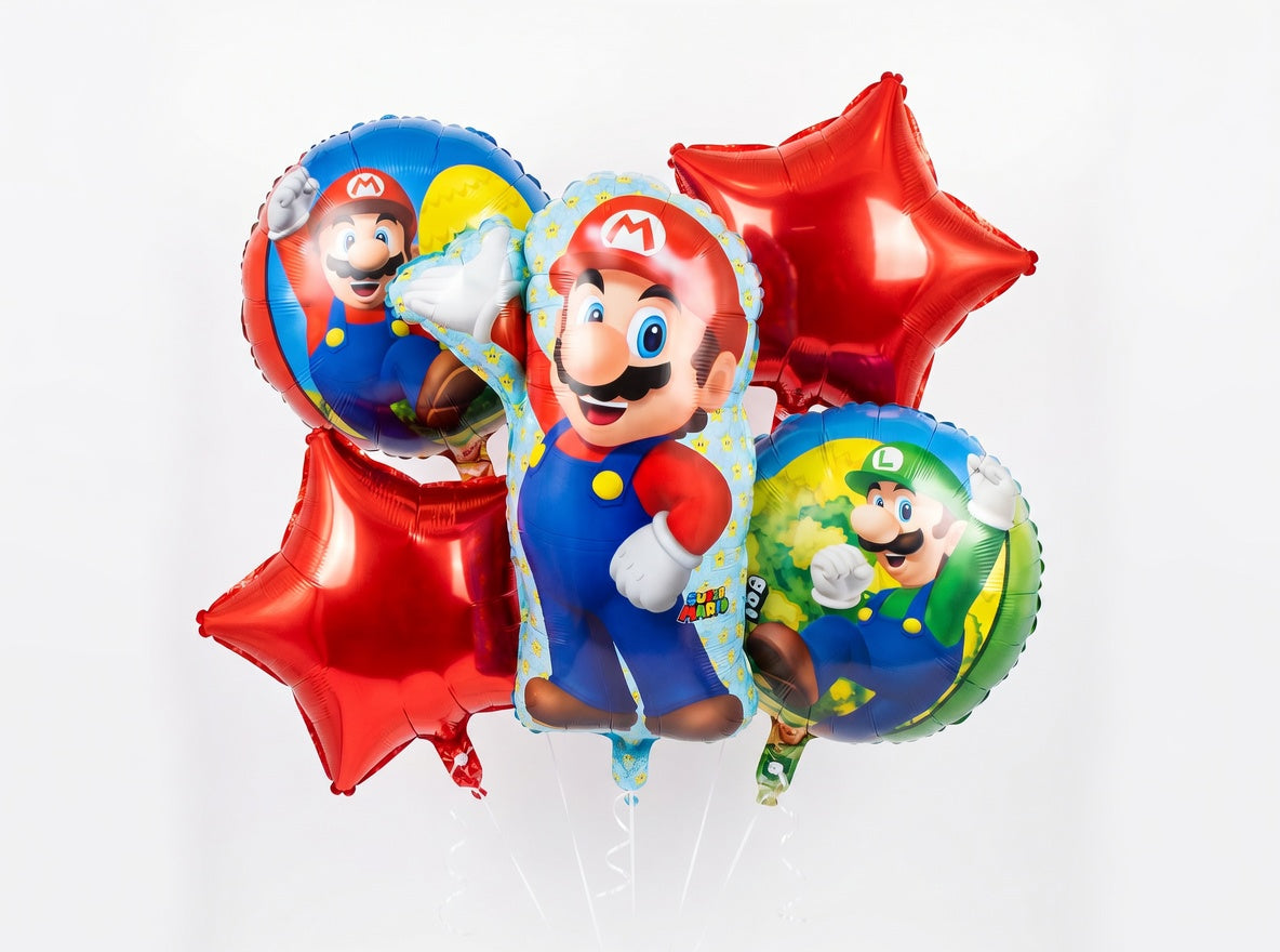 Mario 5 Pcs Character Foil Balloon