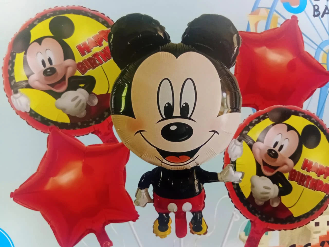 5 Pcs Set Mickey Mouse Foil Balloons