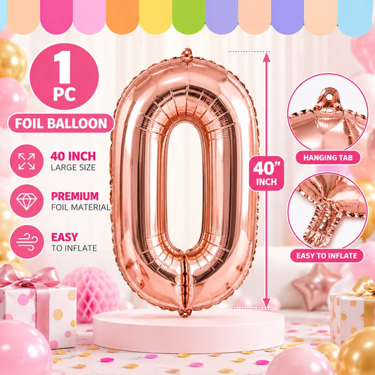 40 Inch Zero Number Foil Balloon - 1 Pc