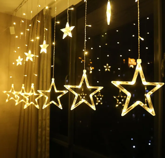 Star Led Curtain Light - 6 Big Star and 6 Small Star