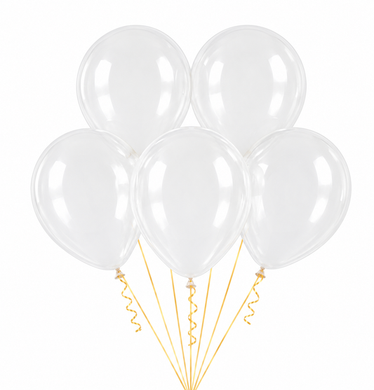 12 Inch Transparent Latex Balloon - Pack of 5