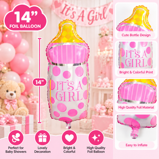 It’s a Girl with bottle Foil Balloon 14 Inch - 1pc
