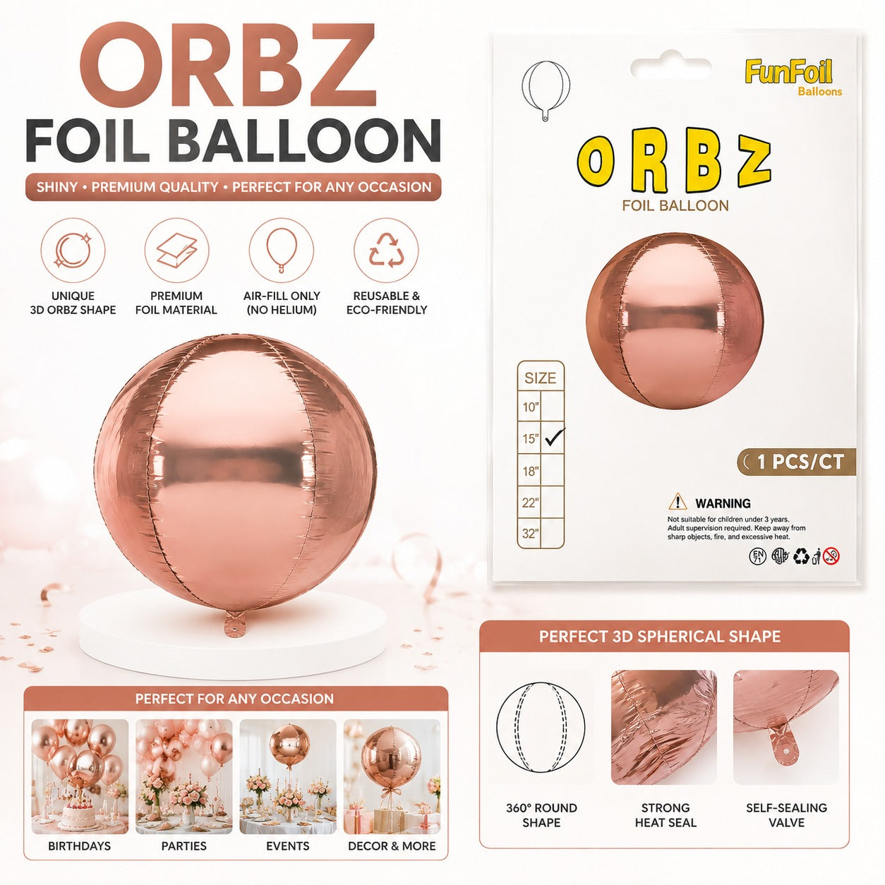 1 Pc Orbz Balloon 15 Inch