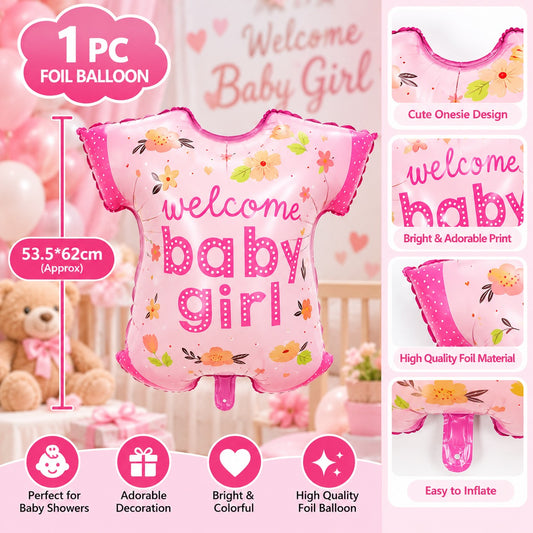 1 Pc Welcome Baby Girl T-Shirt Foil Balloon - 53.5 x 62 cm