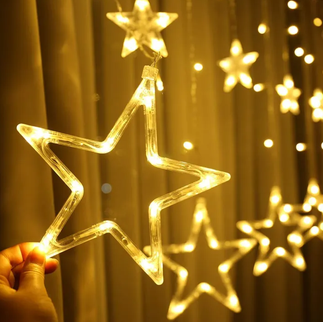 Star Led Curtain Light - 6 Big Star and 6 Small Star