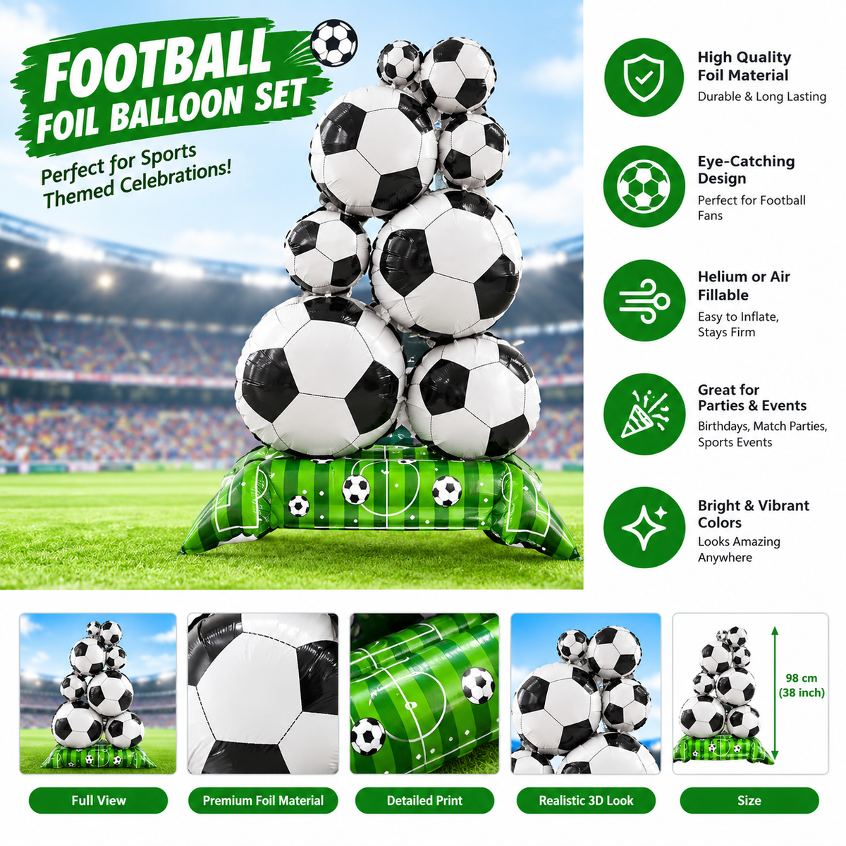 38 Inch Football Standy Foil Balloons