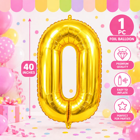 40 Inch Zero Number Foil Balloon - 1 Pc