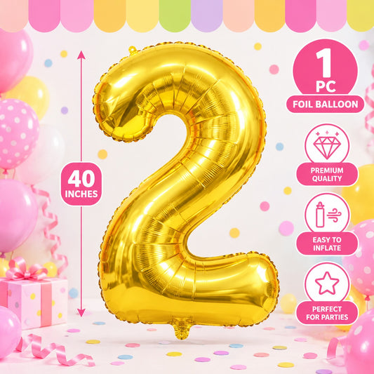 40 Inch 2 Number Foil Balloon - 1 Pc