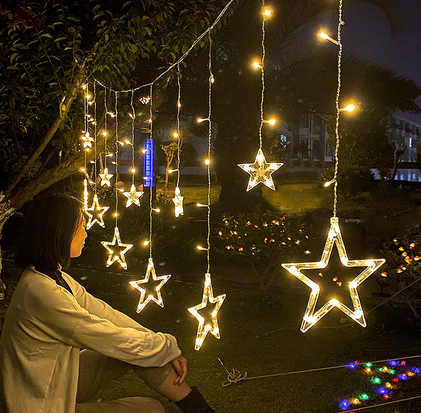 Star Led Curtain Light - 6 Big Star and 6 Small Star