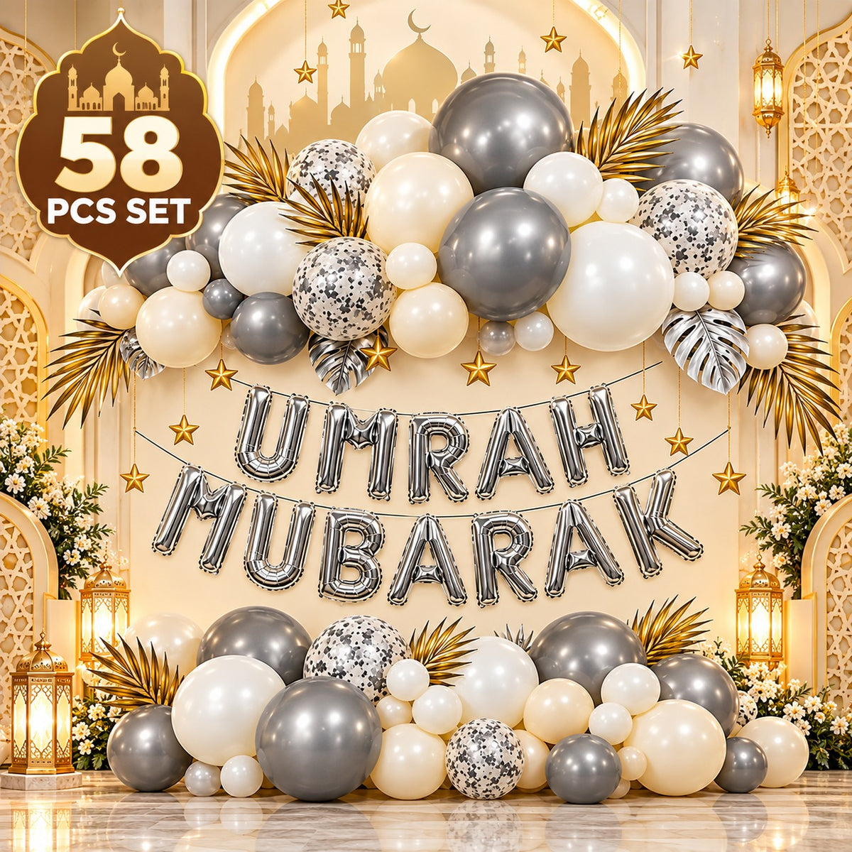 58 Pc Set Umrah Foil Balloons