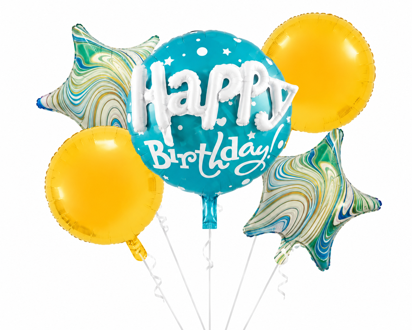 5pcs Set Happy Birthday with Star & Foil Balloons