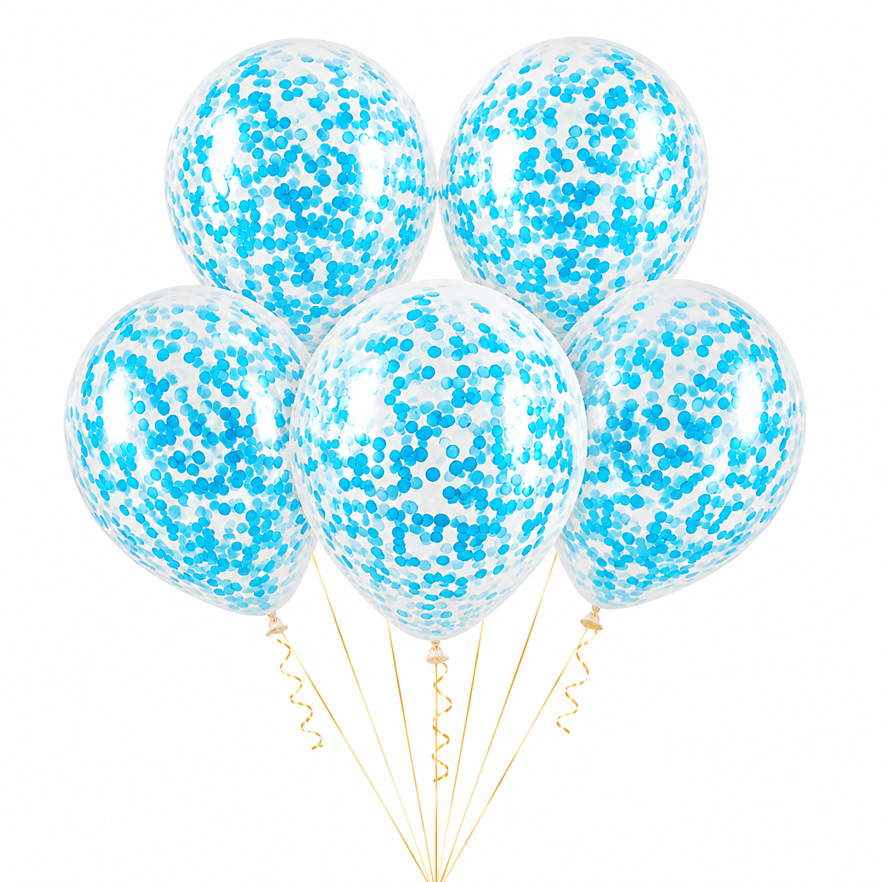 12 Inch Latex Balloon with Multi Confetti - Pack of 5 (Transparent)