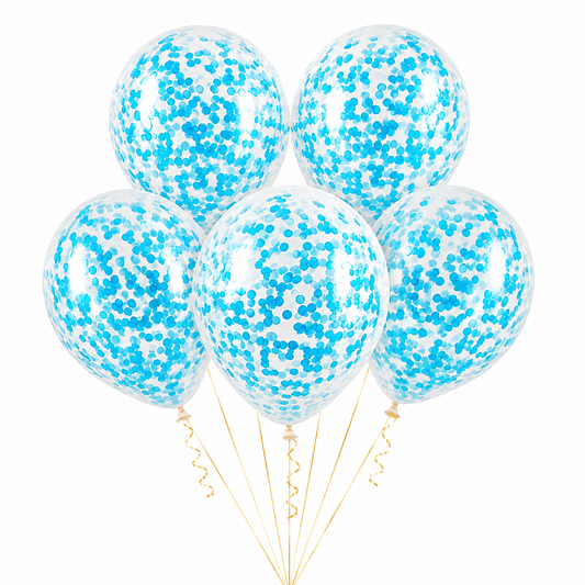 12 Inch Latex Balloon with Multi Confetti - Pack of 5 (Transparent)