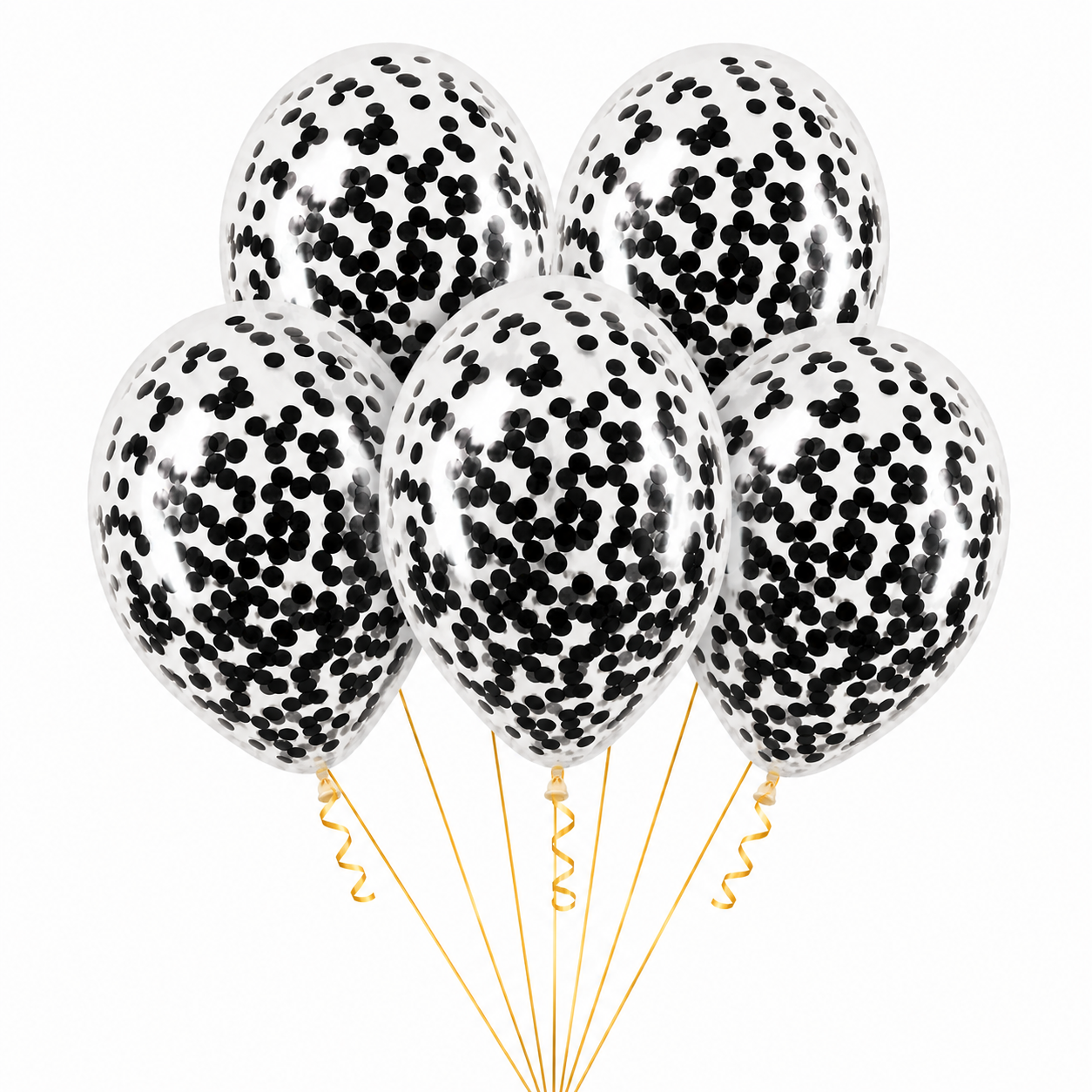 12 Inch Latex Balloon with Multi Confetti - Pack of 5 (Transparent)