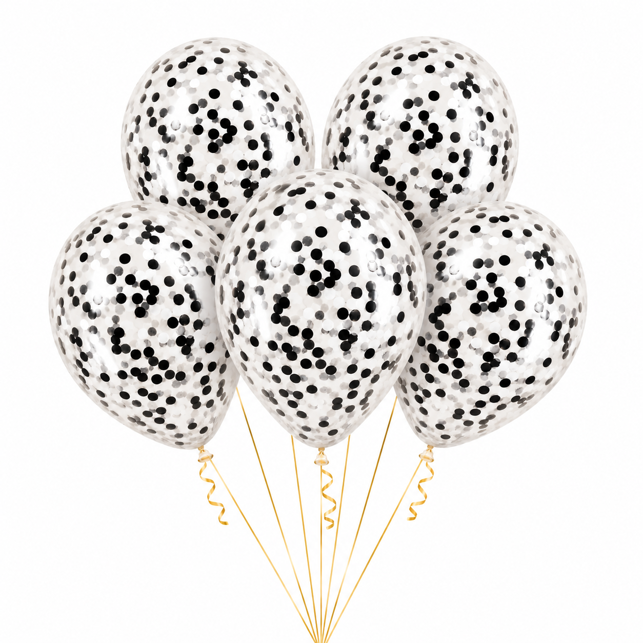 12 Inch Latex Balloon with Multi Confetti - Pack of 5 (Transparent)