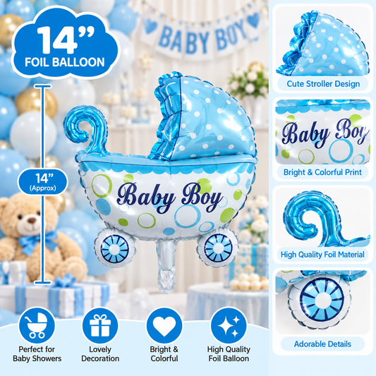 Baby Boy Baby Cot Foil Balloon 14 Inch - 1pc