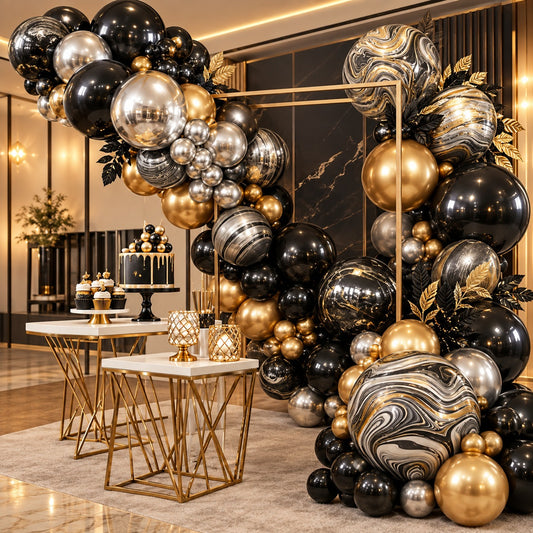 Balloon Set Black, Gold & Silver
