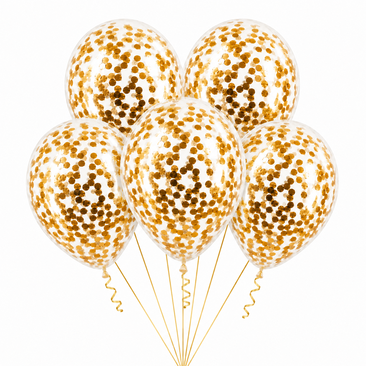 12 Inch Latex Balloon with Multi Confetti - Pack of 5 (Transparent)