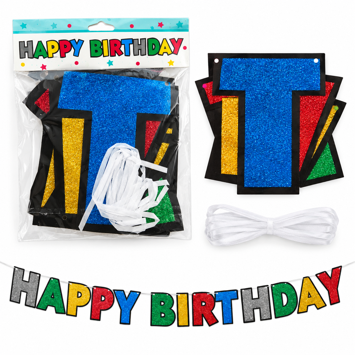 Happy Birthday Glitter Banner