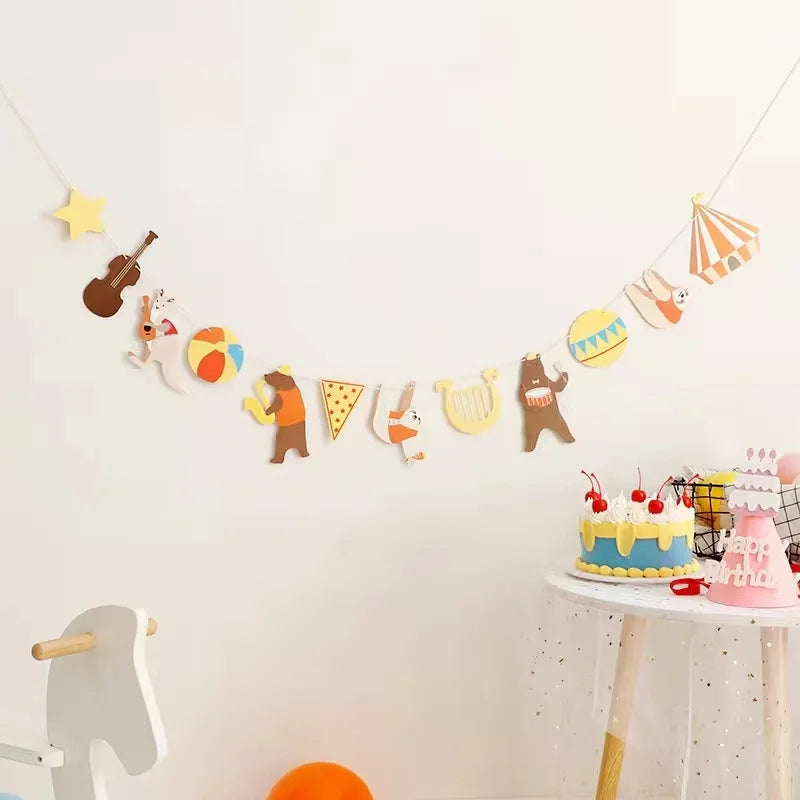 Happy Birthday Circus Theme Hanging Cut Out