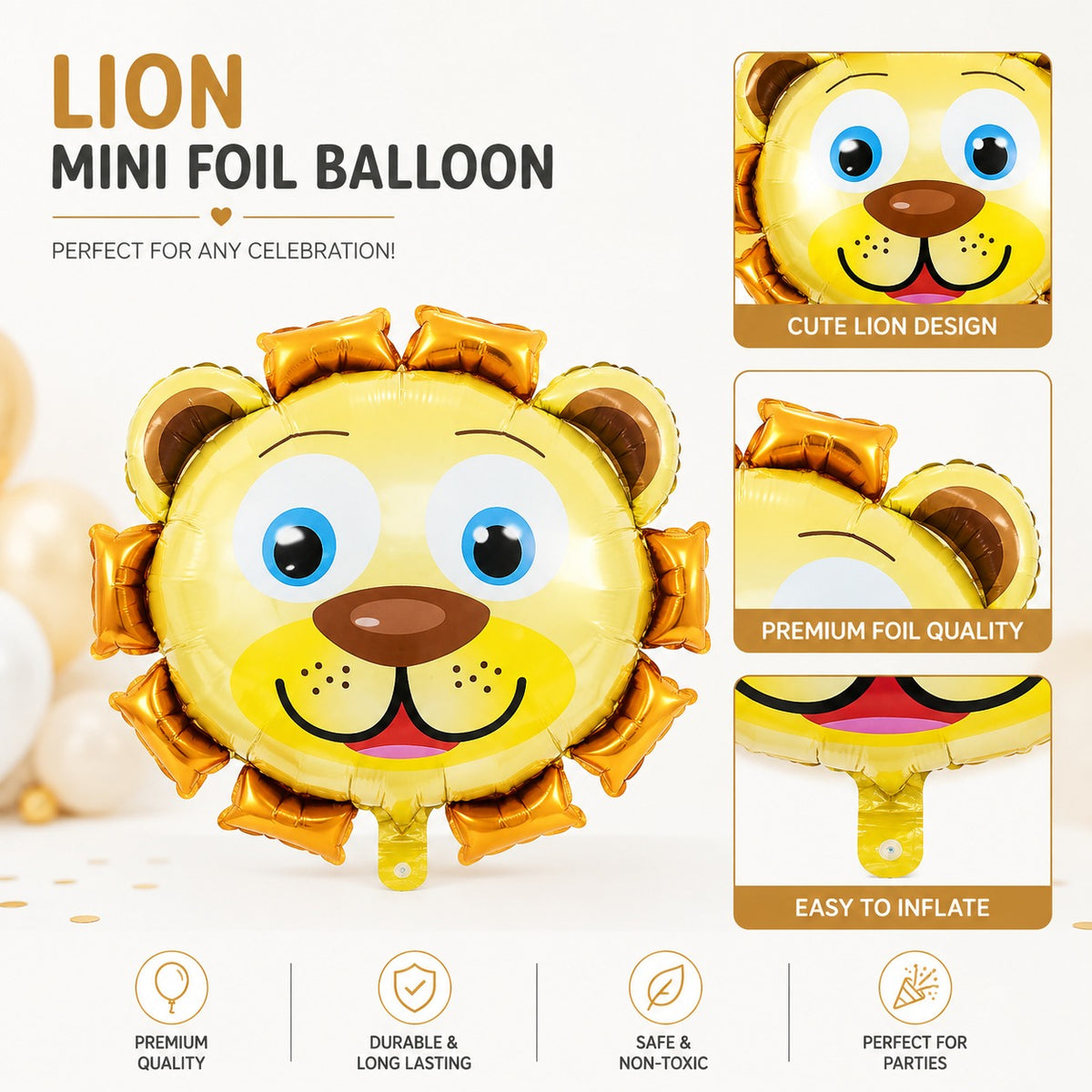 25 Inch Jungle Theme Animal Head Foil Balloon