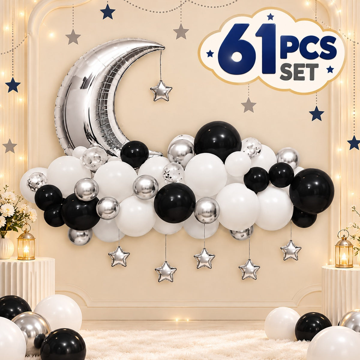 61 Pc Set Moon & Star Balloon Decoration Set