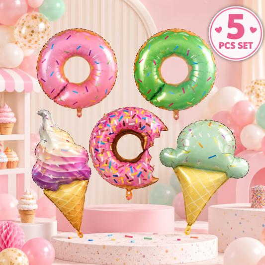 Ice cream & Donut Foil Balloons - 5pcs/set