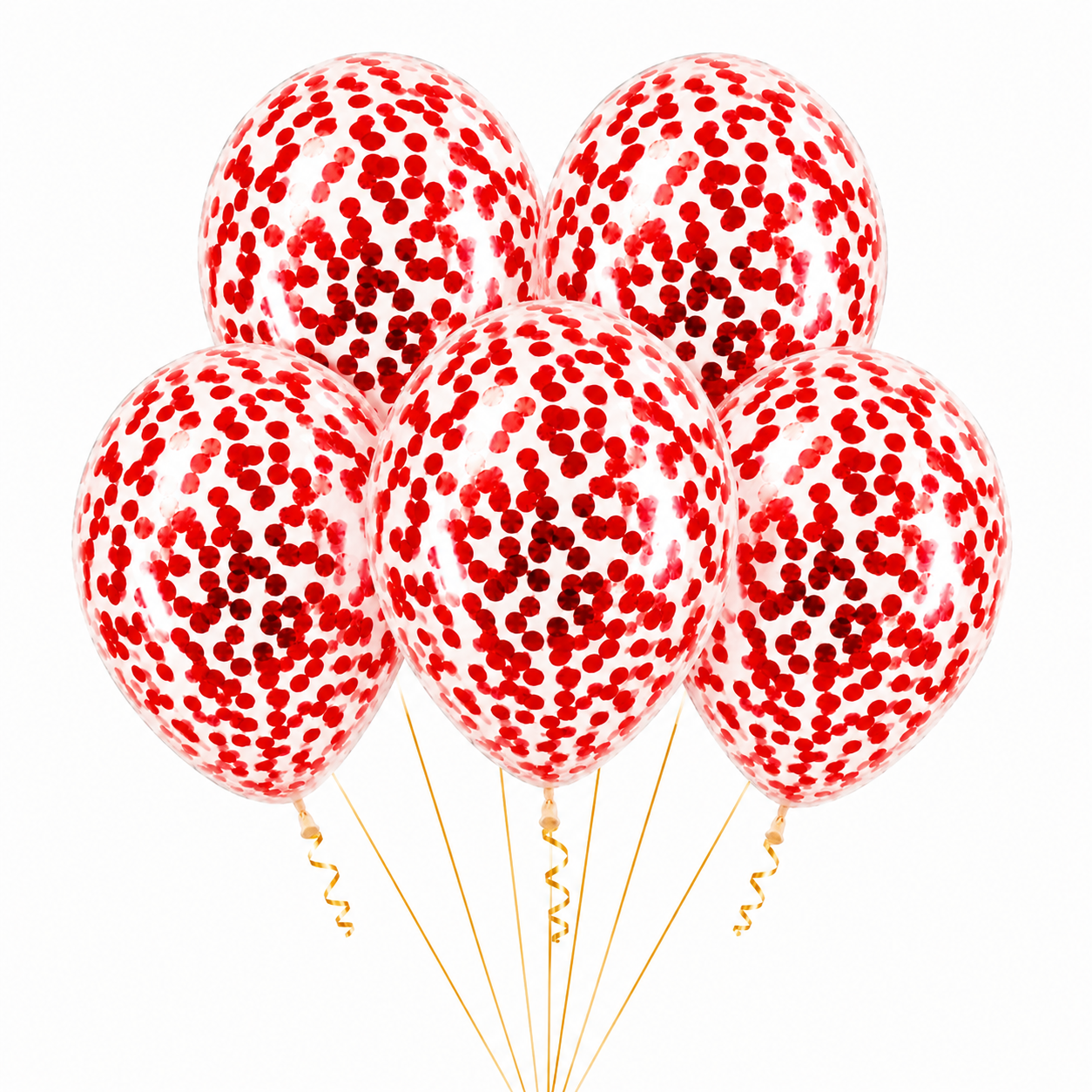 12 Inch Latex Balloon with Multi Confetti - Pack of 5 (Transparent)