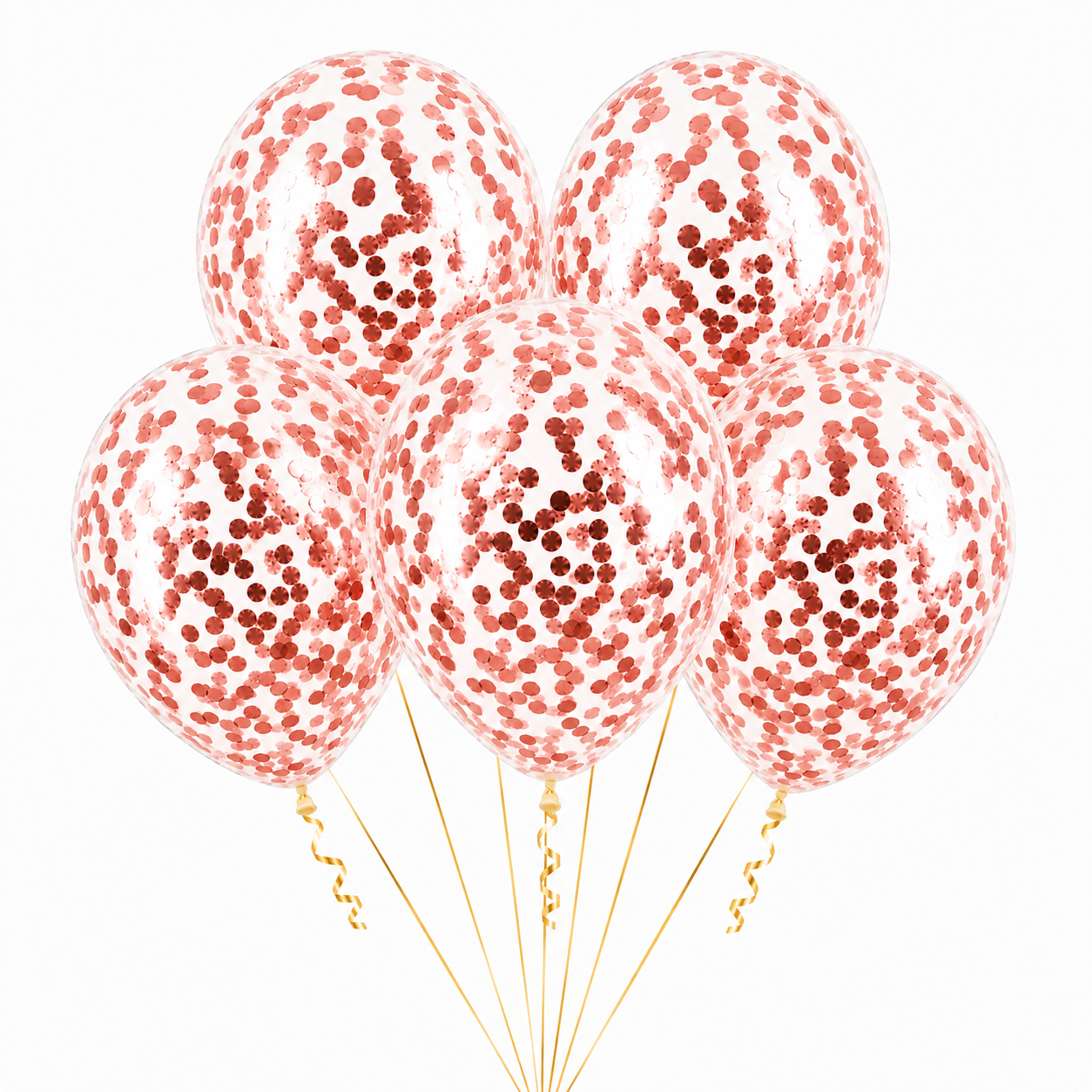 12 Inch Latex Balloon with Multi Confetti - Pack of 5 (Transparent)