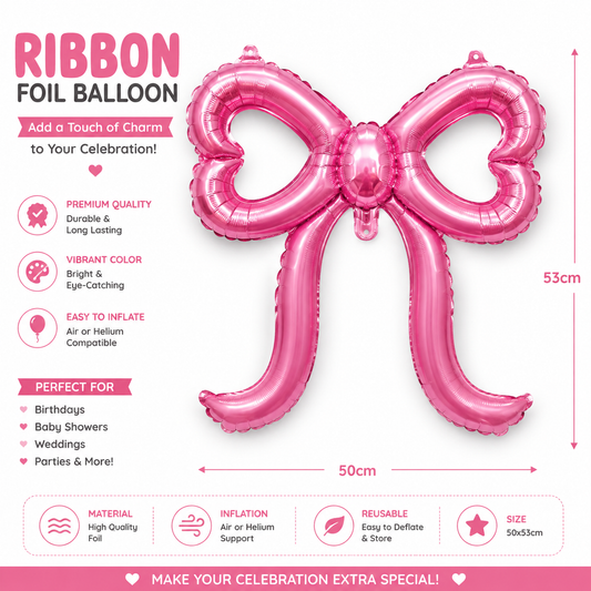 Ribbon Foil Balloon - 50cm x  53cm