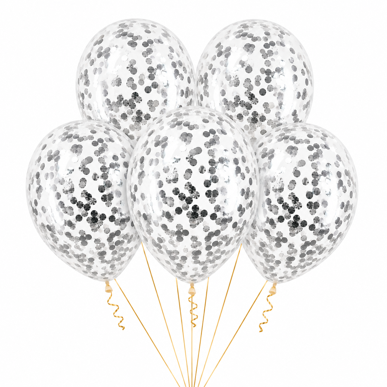 12 Inch Latex Balloon with Multi Confetti - Pack of 5 (Transparent)