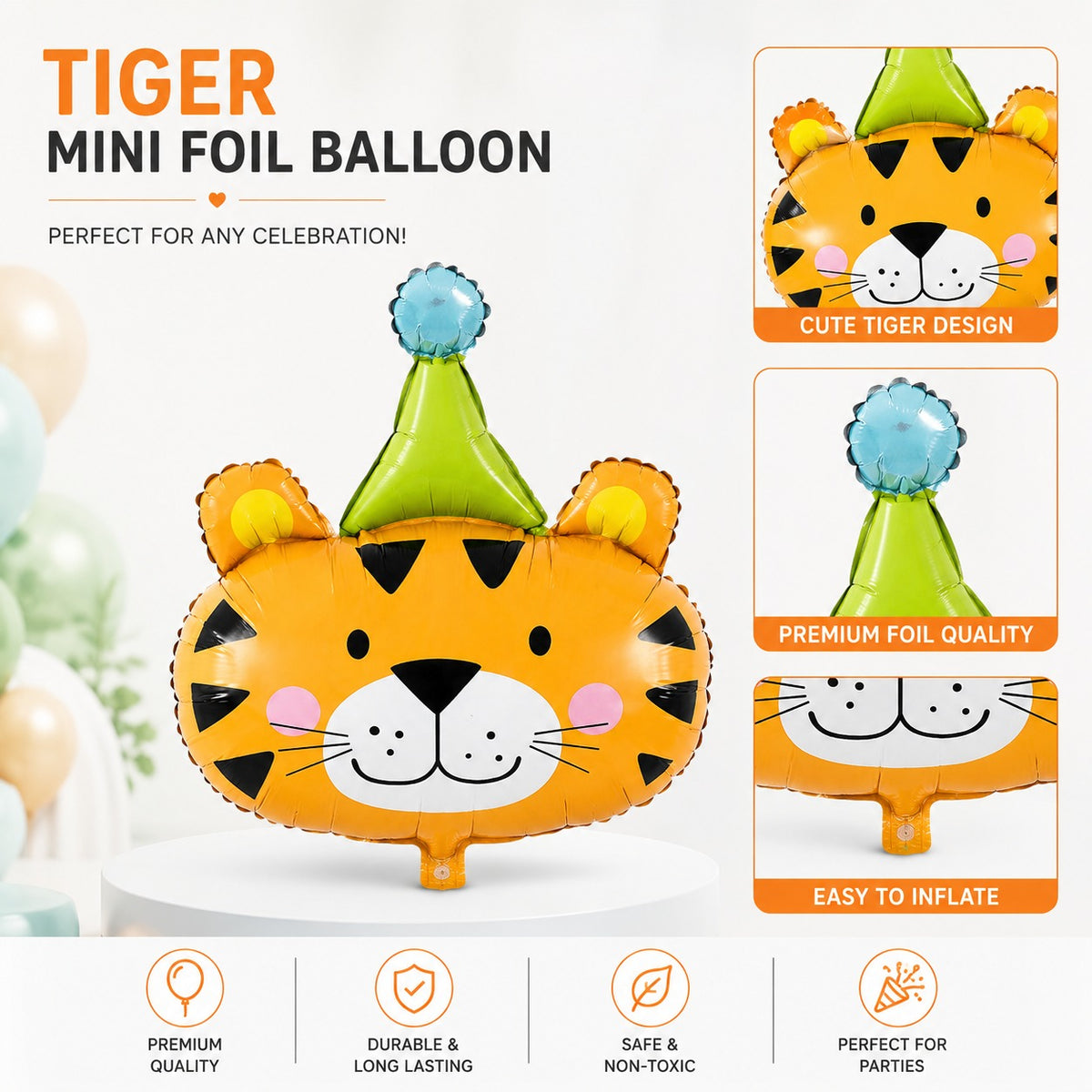 25 Inch Jungle Theme Animal Head Foil Balloon