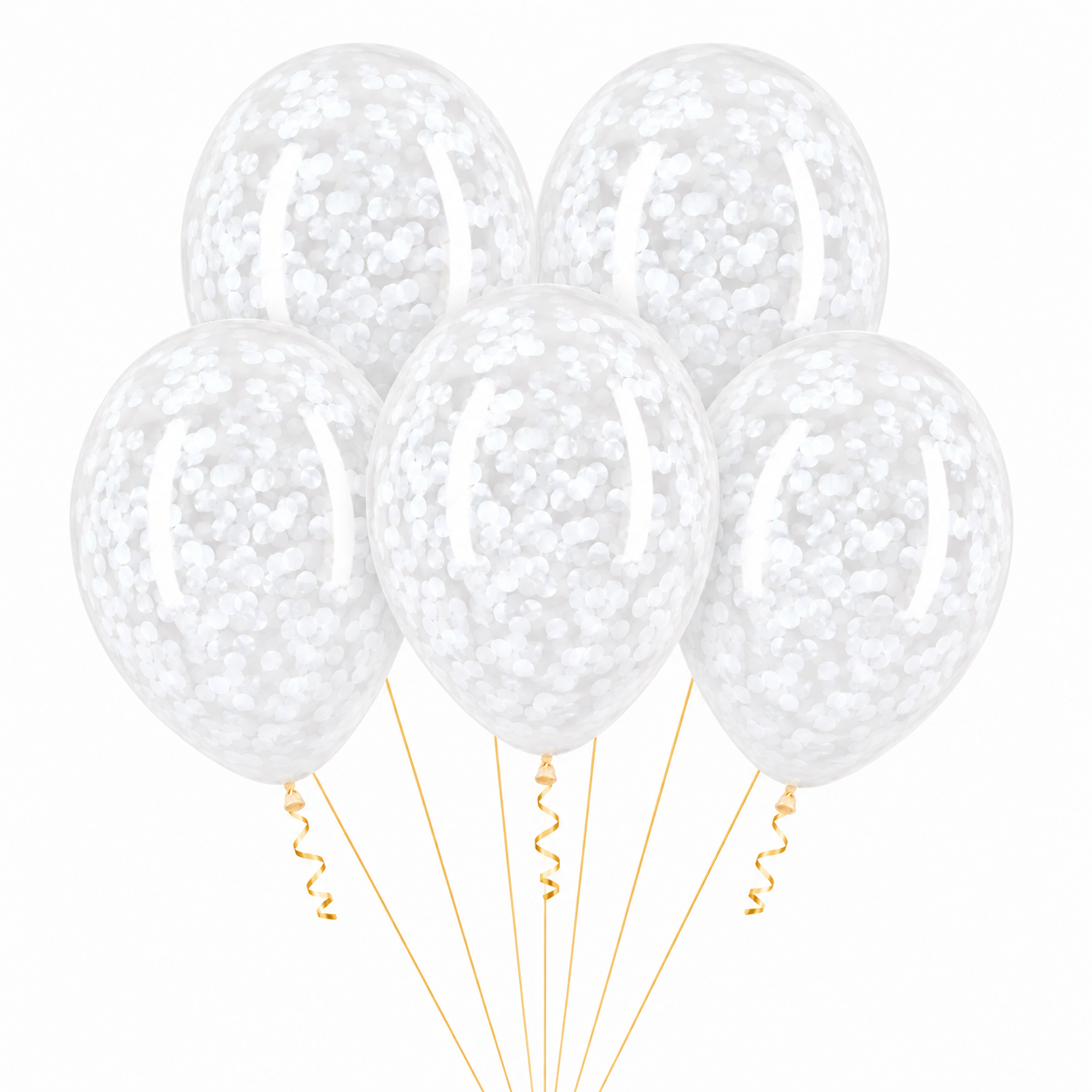 12 Inch Latex Balloon with Multi Confetti - Pack of 5 (Transparent)