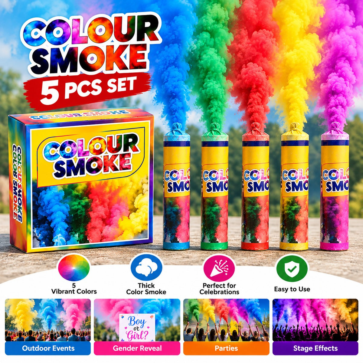 5 Pc Set Color Smoke - Medium