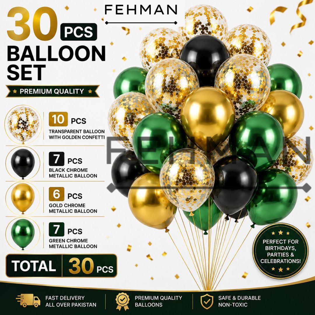 30 Pcs Confetti Balloon Set with Chrome Metallic Balloon