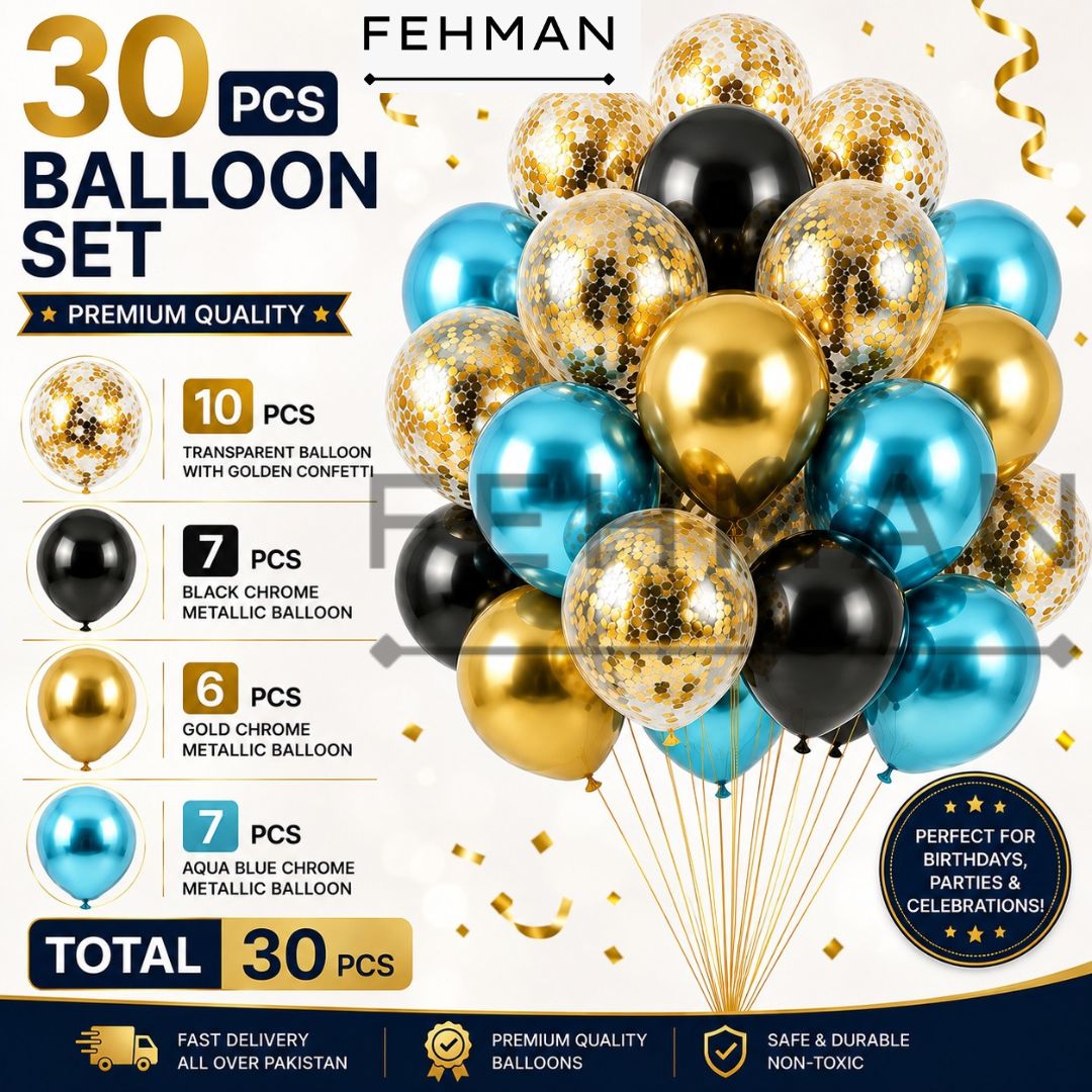 30 Pcs Confetti Balloon Set with Chrome Metallic Balloon