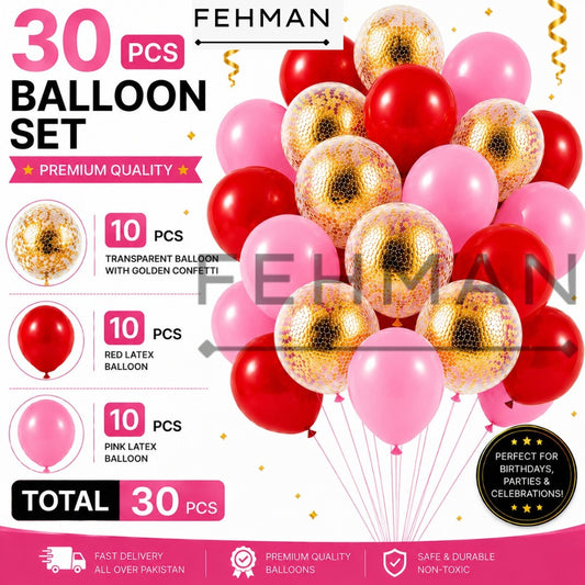 30 Pcs Confetti Balloon Set with Latex Balloon