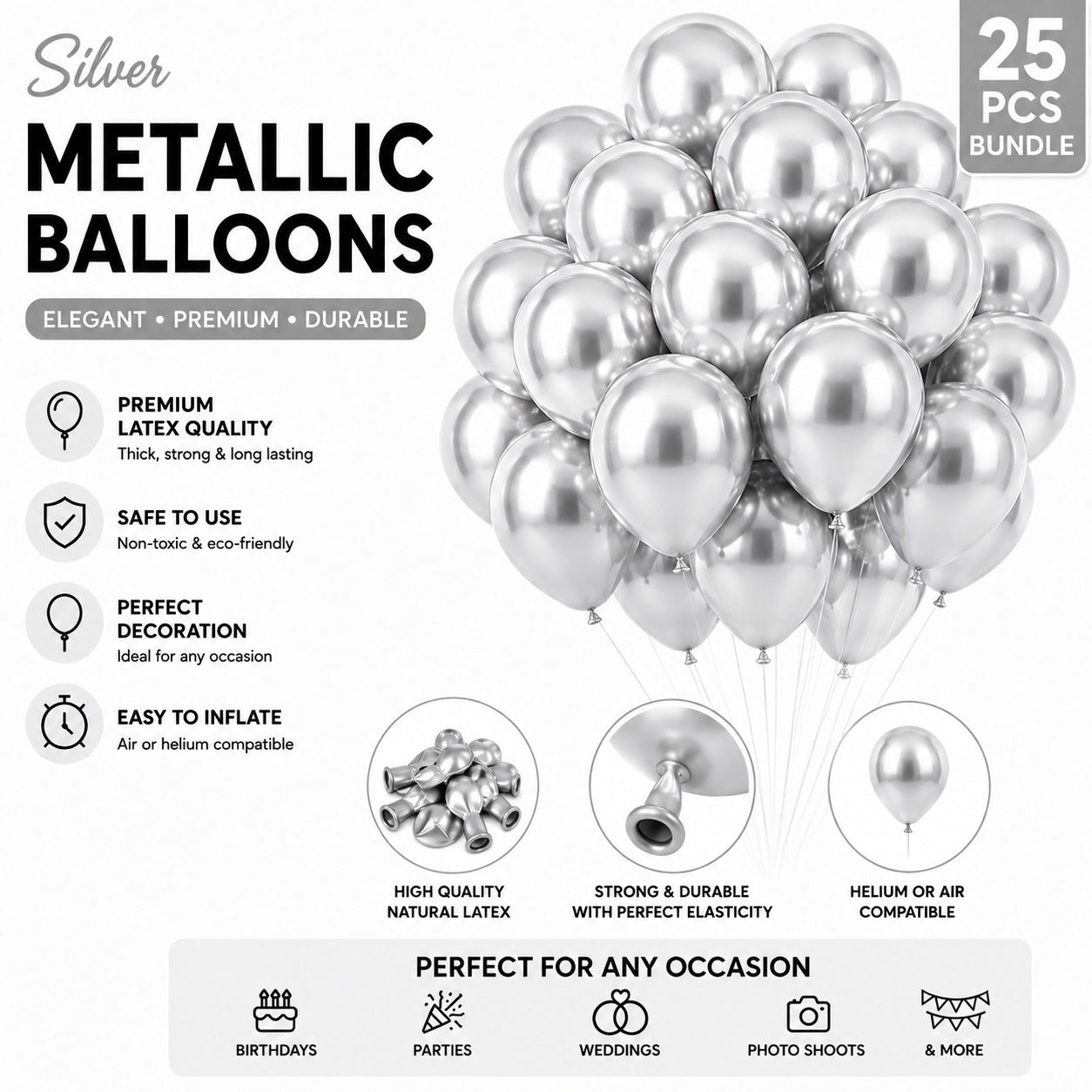 Metallic Chrome Balloon - Pack of 10